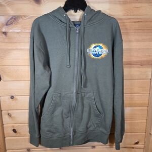 Universal Studios Florida Full Zip Jacket Hoodie Superheroes Medium Army Green